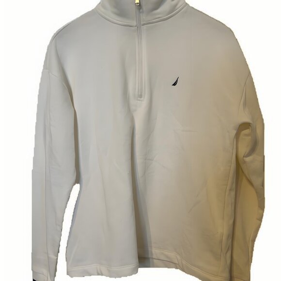 New NAUTICA WOMEN Size S SWEATSHIRT Stripes 1/4 ZIP Pull-Over Cotton Blend - Picture 2 of 6